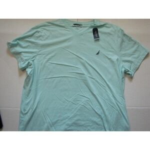 Nautica Shirt Mens 3XL Mint Green V-Neck Big & Tall Embroidered Sail Logo